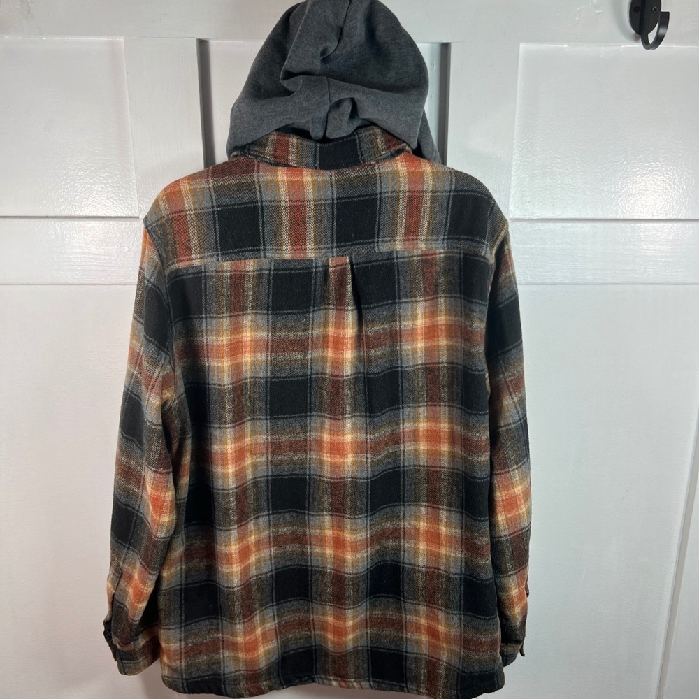 Brooklyn Cloth Mens Plaid Hooded Flannel Shirt Jacket w Pockets Large - Picture 6 of 9